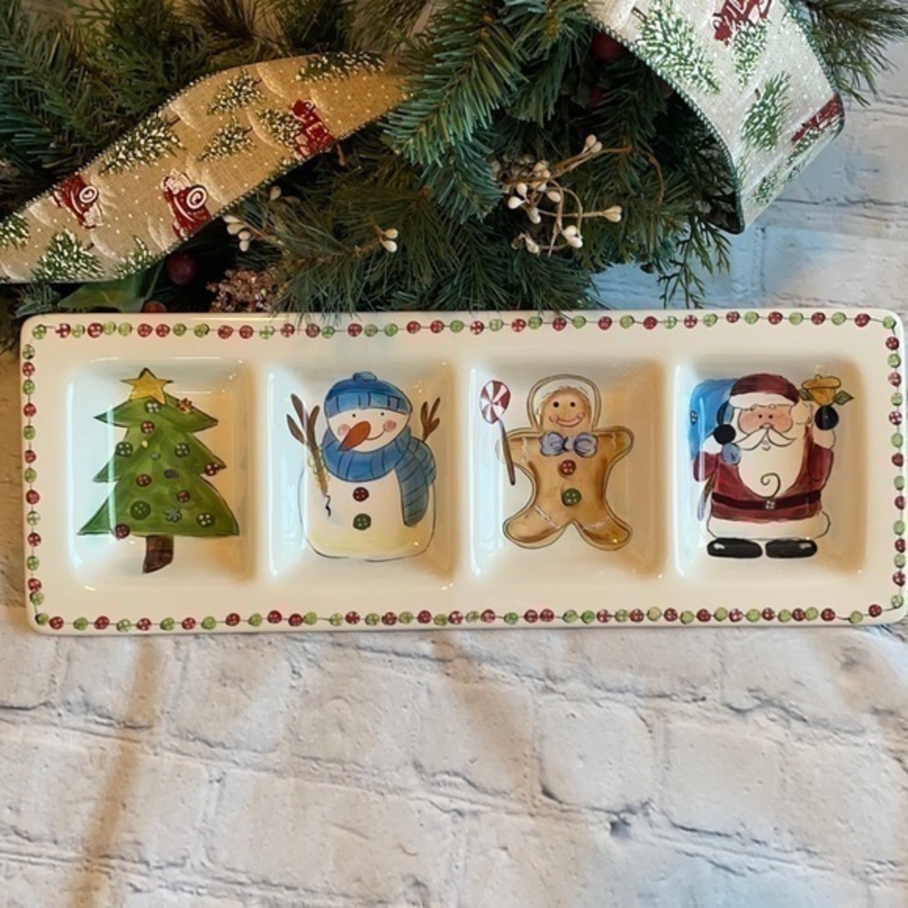 Hand Painted 4 Section Relish Dish